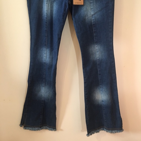 Angfu Studded and Flared Jeans with Fringe Hems Size 7 - Picture 3 of 13